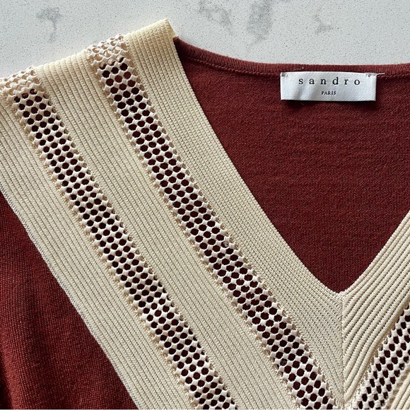 Sandro brown v-neck sweater, size 1, new condition - Picture 2 of 3